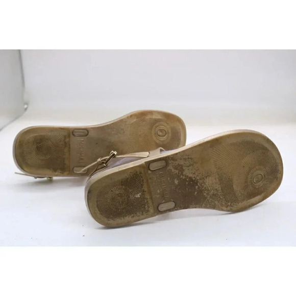 Michael Kors Womens Lillie Gold Size 7 MK Logo Plate Jelly Thong PVC Sandals - Picture 8 of 11